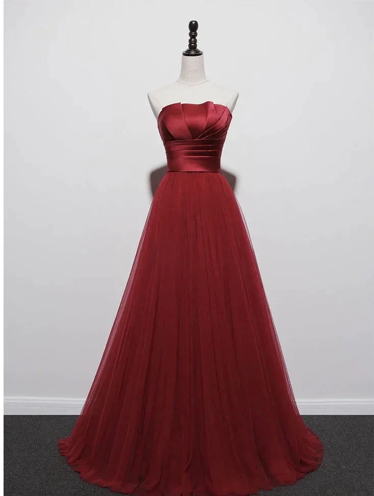 Strapless prom dress,red party dress,charming wedding dress (ZD13604)