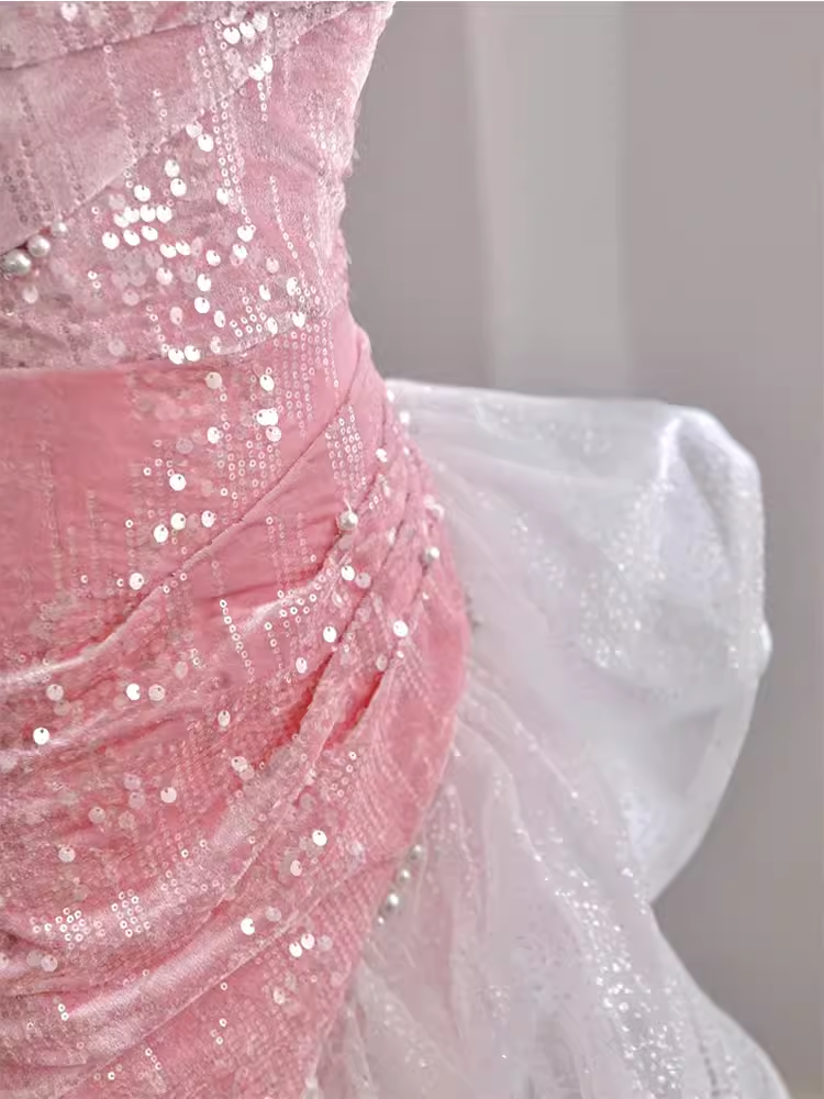 Sexy Mermaid Off The Shoulder Velvet Pink Long Prom Dresses Birthday Outfits