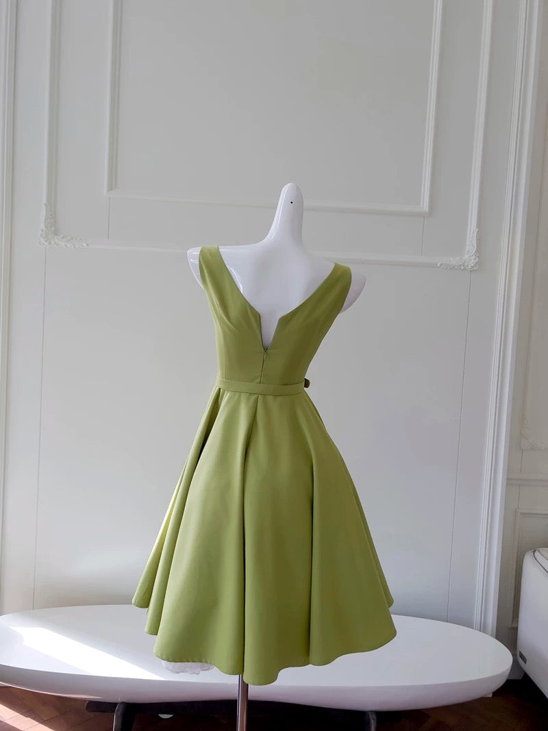 Simple A line Straps Green Short Homecoming Dresses Birthday Outfit