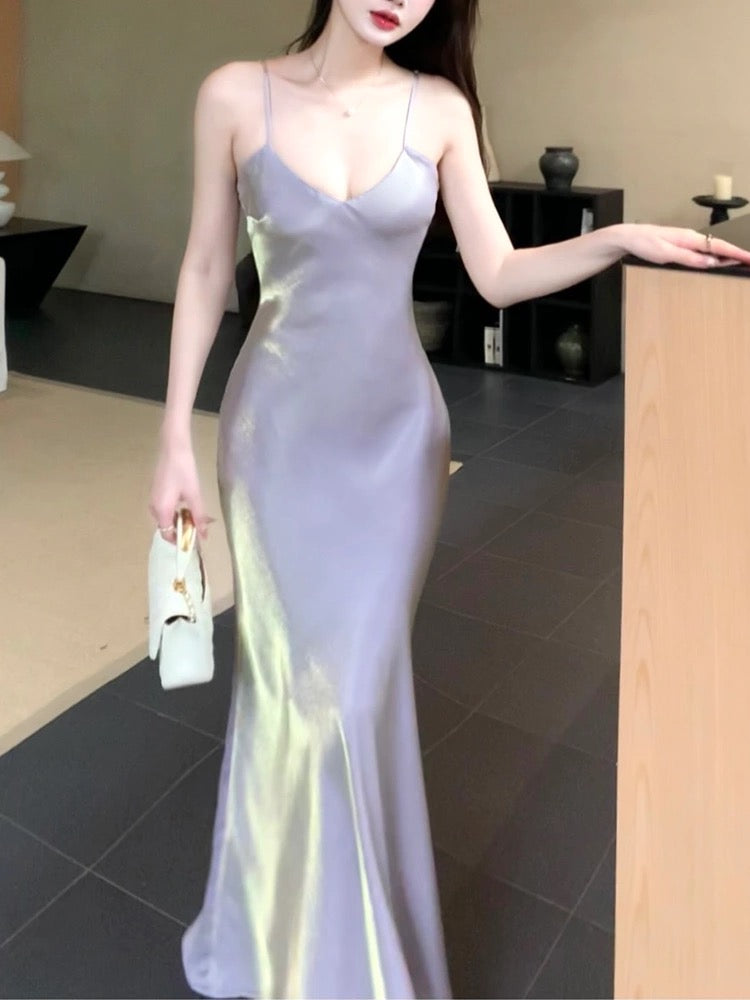 Pretty A-Line Spaghetti Straps Lilac Ankle Length Prom Dresses Simple Evening Dress - FashionDia