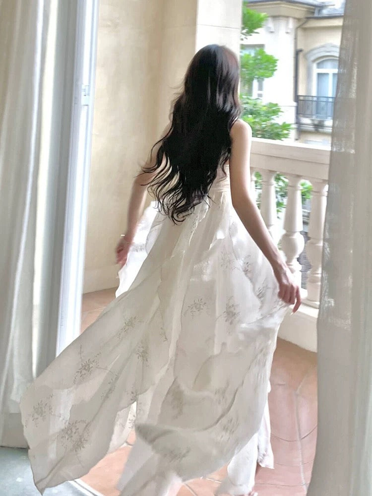 Pretty A Line Straps Irregular Ankle Length Floral Prom Dresses Simple Evening Dress