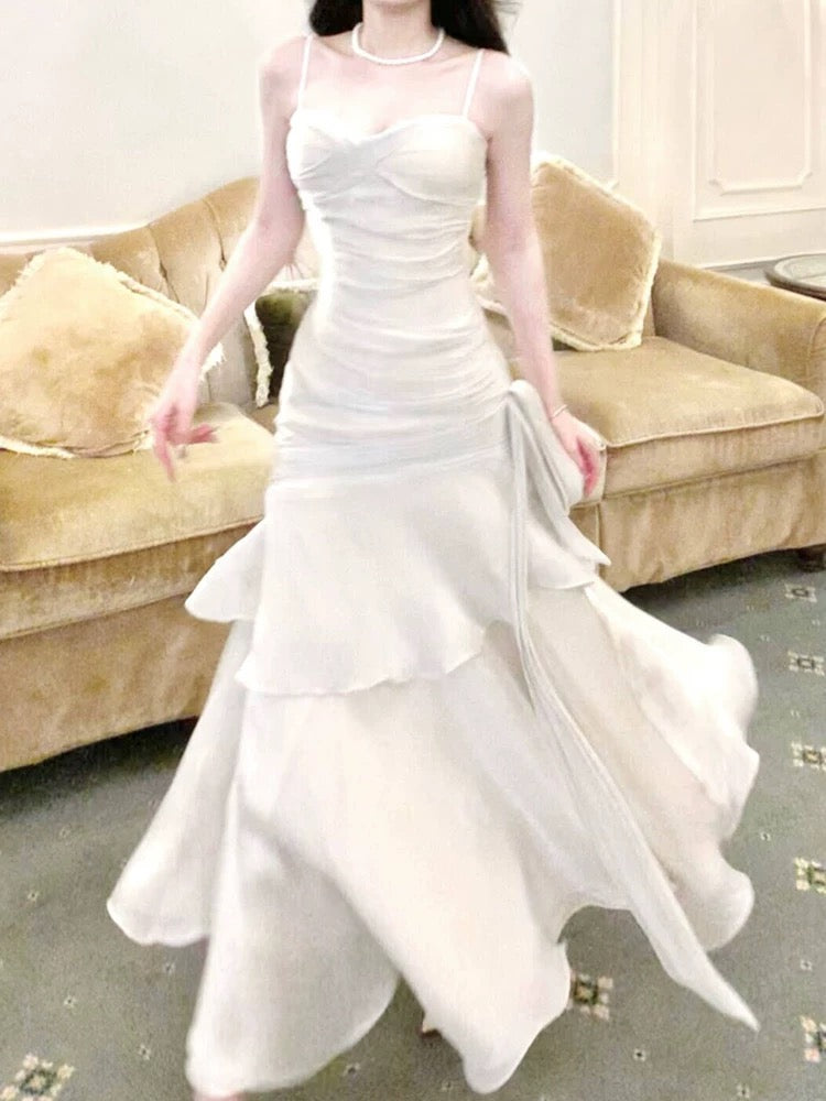 Pretty Sheath Spaghetti Straps Ivory Long Prom Dresses