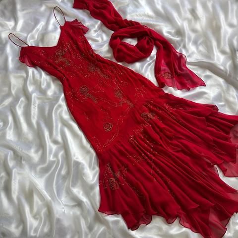 Classic A line Irregular Spaghetti Straps Red Prom Dress With Ruffles