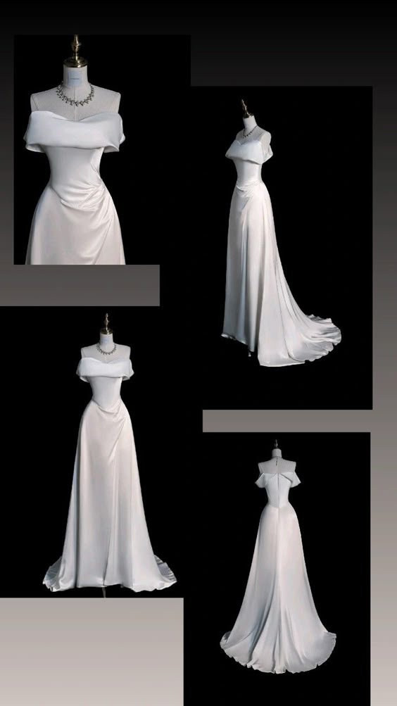 Timeless A-Line Off Shoulder Satin Long Wedding Dresses With Ruffles