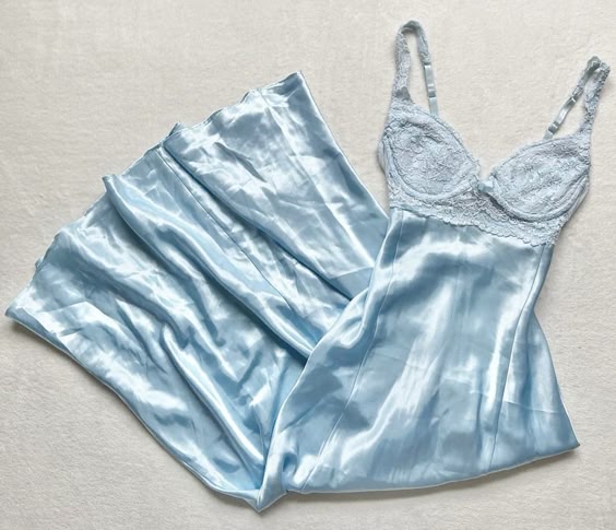 Pretty Mermaid Spaghetti Straps Light Sky Blue Satin Lace Prom Dresses Long Evening Dress - FashionDia