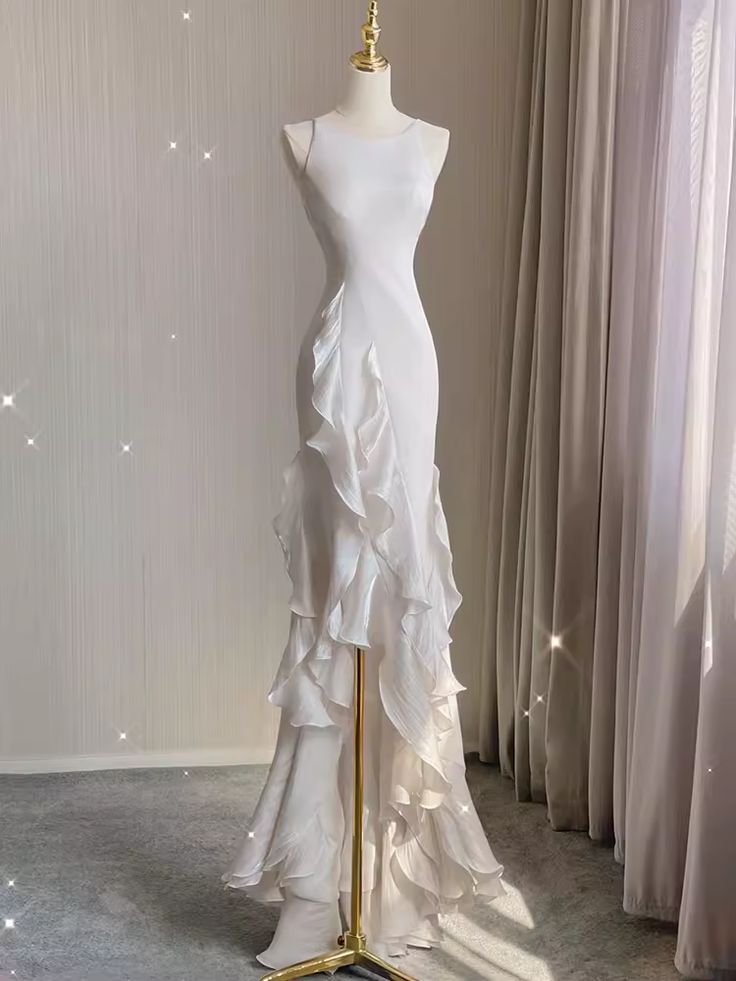Vintage High Low White Chiffon Wedding Dresses