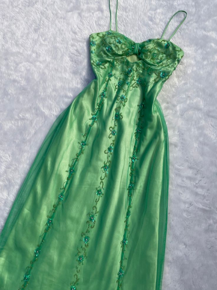 Pretty A-Line Spaghetti Straps Mint Green Tulle Sleeveless Prom Dress Evening Dresses - FashionDia