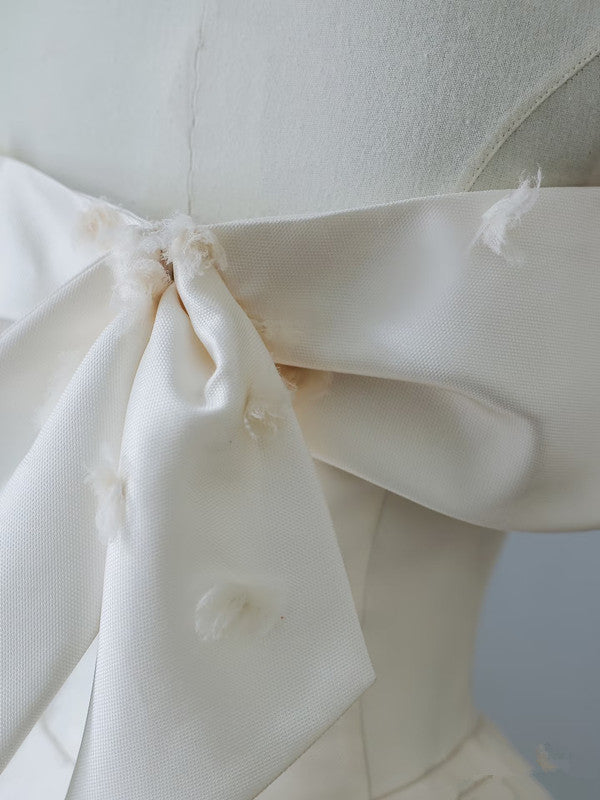 Aesthetic Ball Gown Strapless Ivory Satin Long Wedding Dresses Brides Dress - View 5 | FashionDia