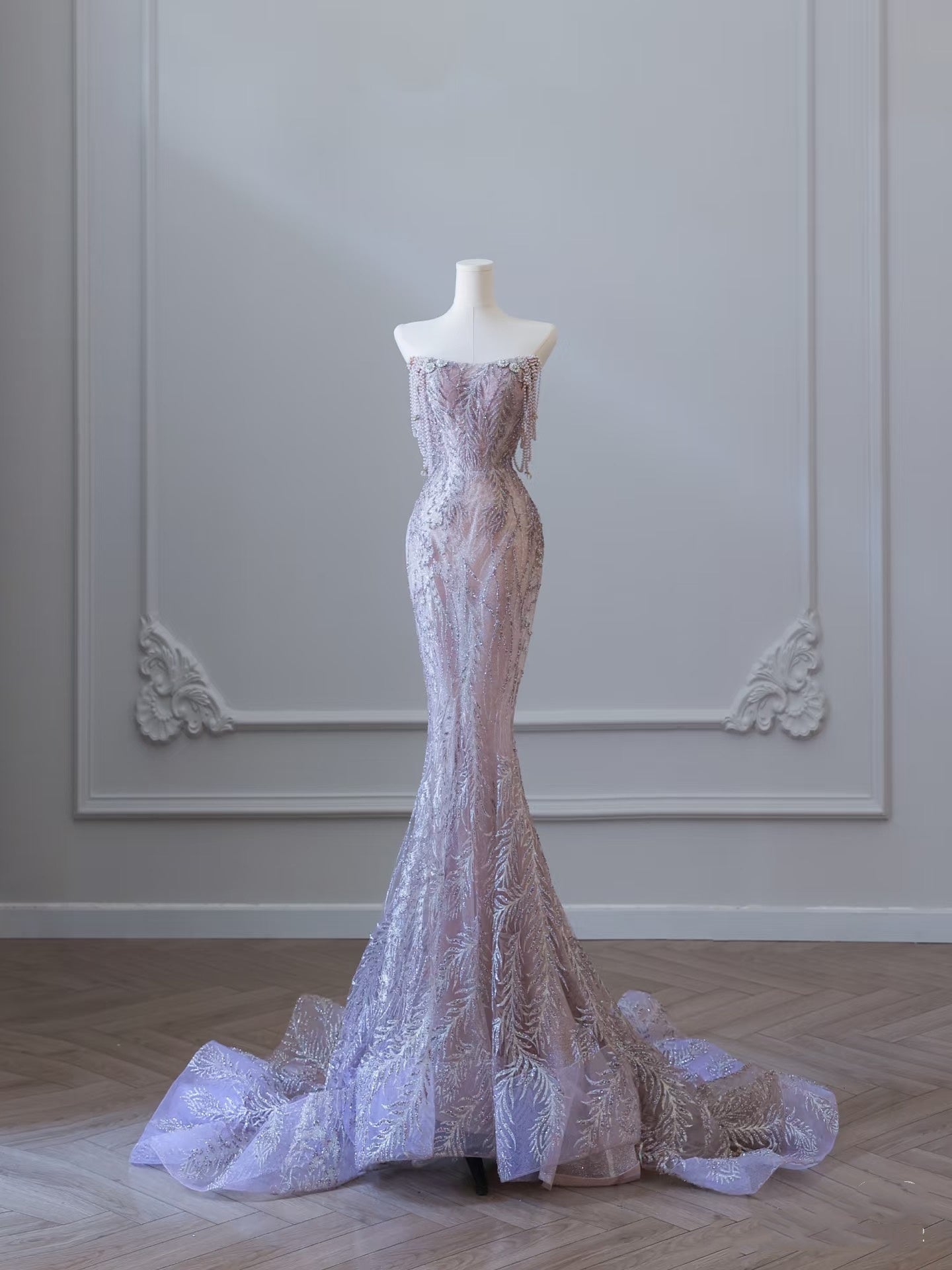 Sexy Mermaid Off The Shoulder Lilac Sequin Long Prom Dresses Evening Gowns