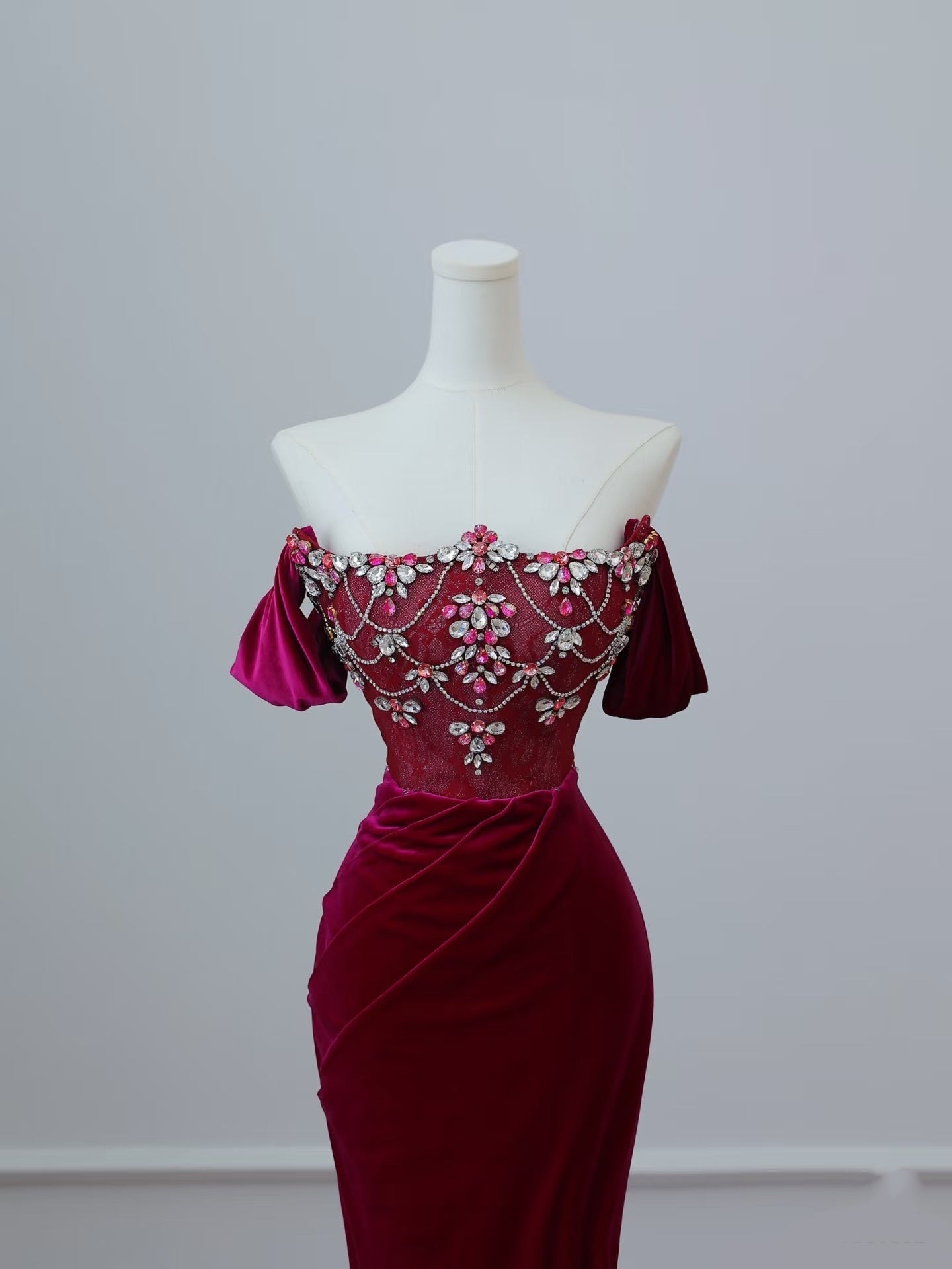 Sexy Mermaid Off The Shoulder Burgundy Long Prom Dresses Evening Gowns