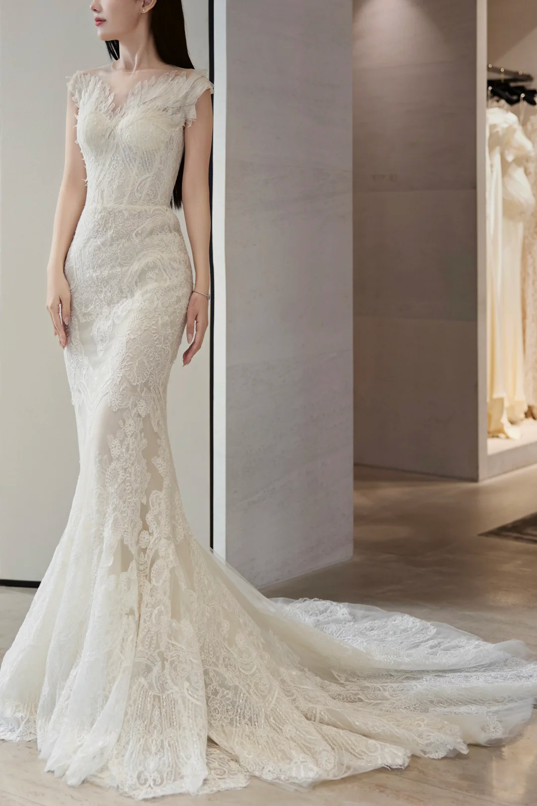 Timeless Mermaid Tulle Lace Long Wedding Dresses