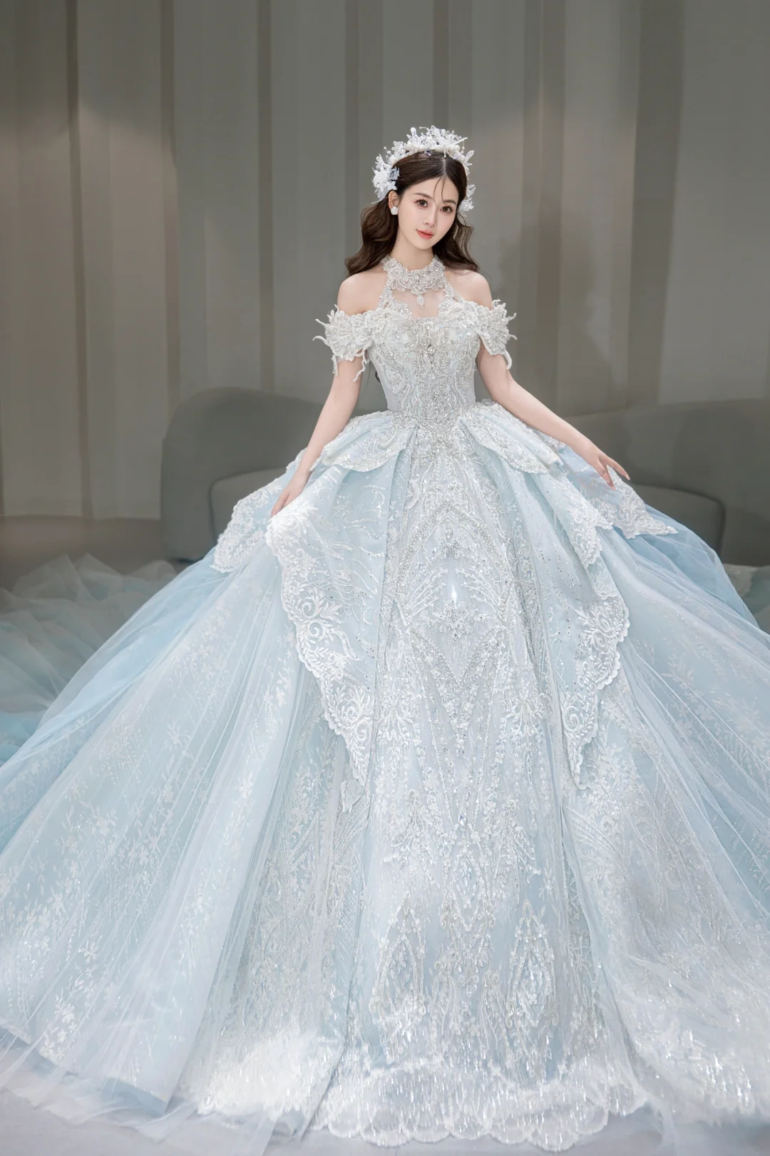 Timeless Ball Gown Off The Shoulder Tulle Sequin Lace Long Wedding Dresses