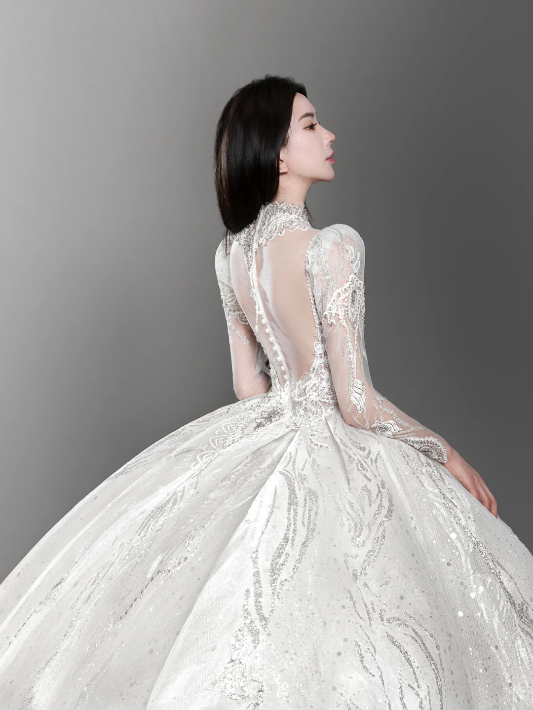 Gorgeous Ball Gown Tulle Lace Long Sleeves Long Wedding Dresses - View 2 | FashionDia