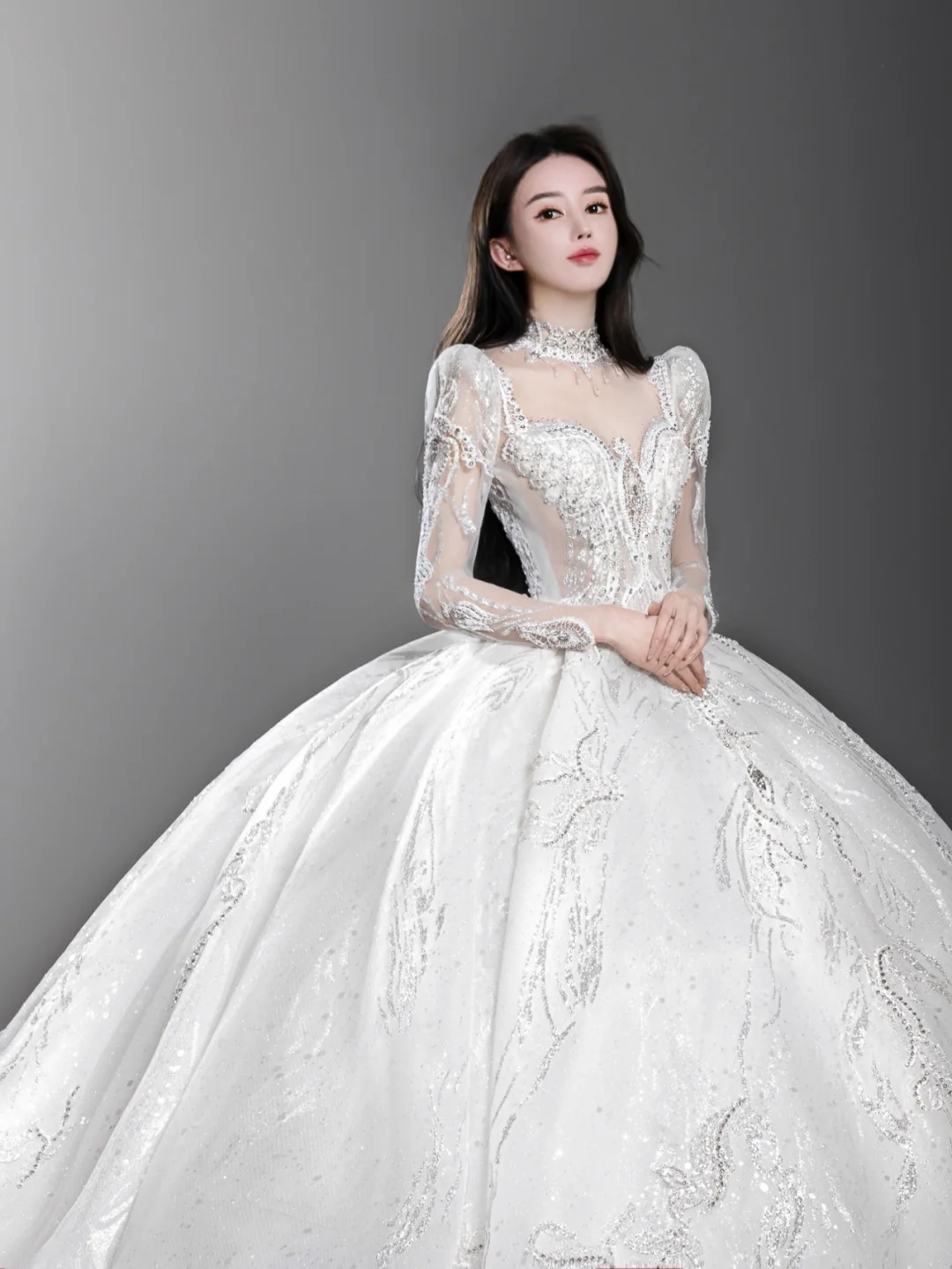 Gorgeous Ball Gown Tulle Lace Long Sleeves Long Wedding Dresses - View 3 | FashionDia