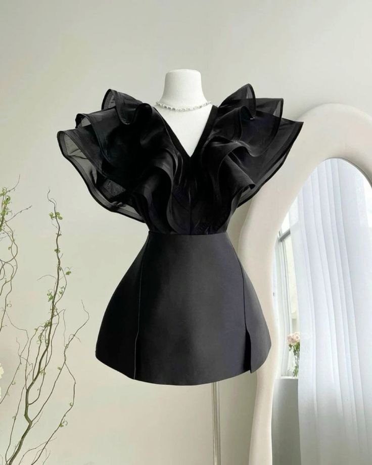 Cute A Line V Neckline Black Short Homecoming Dress