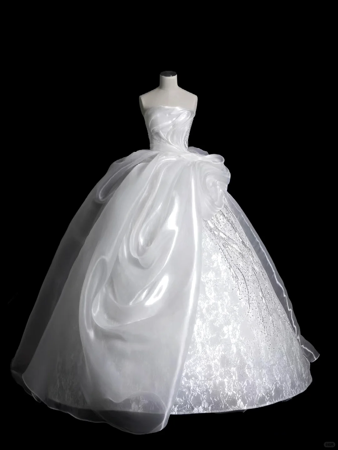 Classy Ball Gown Strapless Satin Lace Sequin Long Wedding Dresses