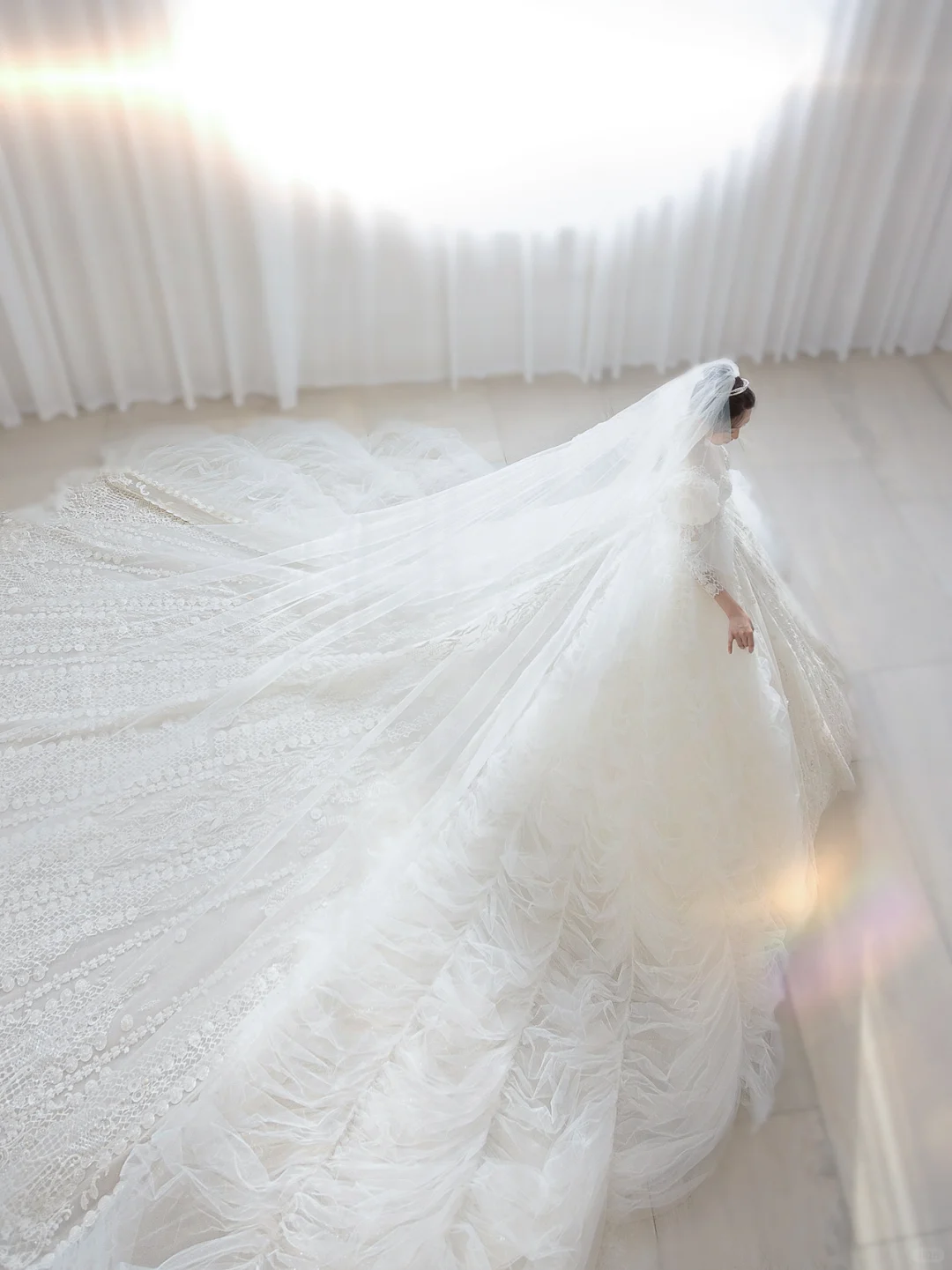 Timeless Ball Gown Tulle Lace Applique Long Sleeves With Veil Long Wedding Dresses - View 5 | FashionDia