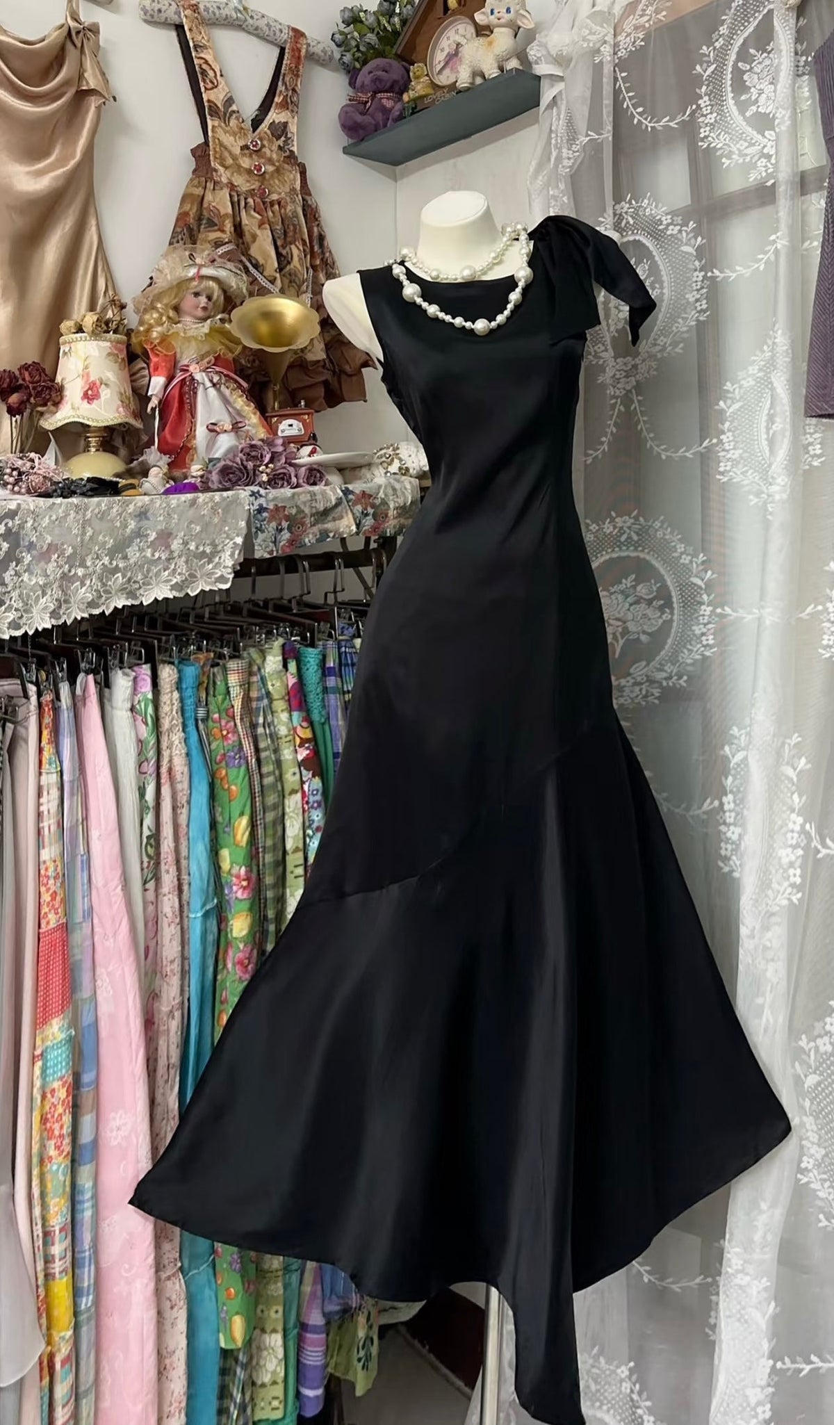 Black Mermaid Satin Evening Dress Formal Party Dress J8533