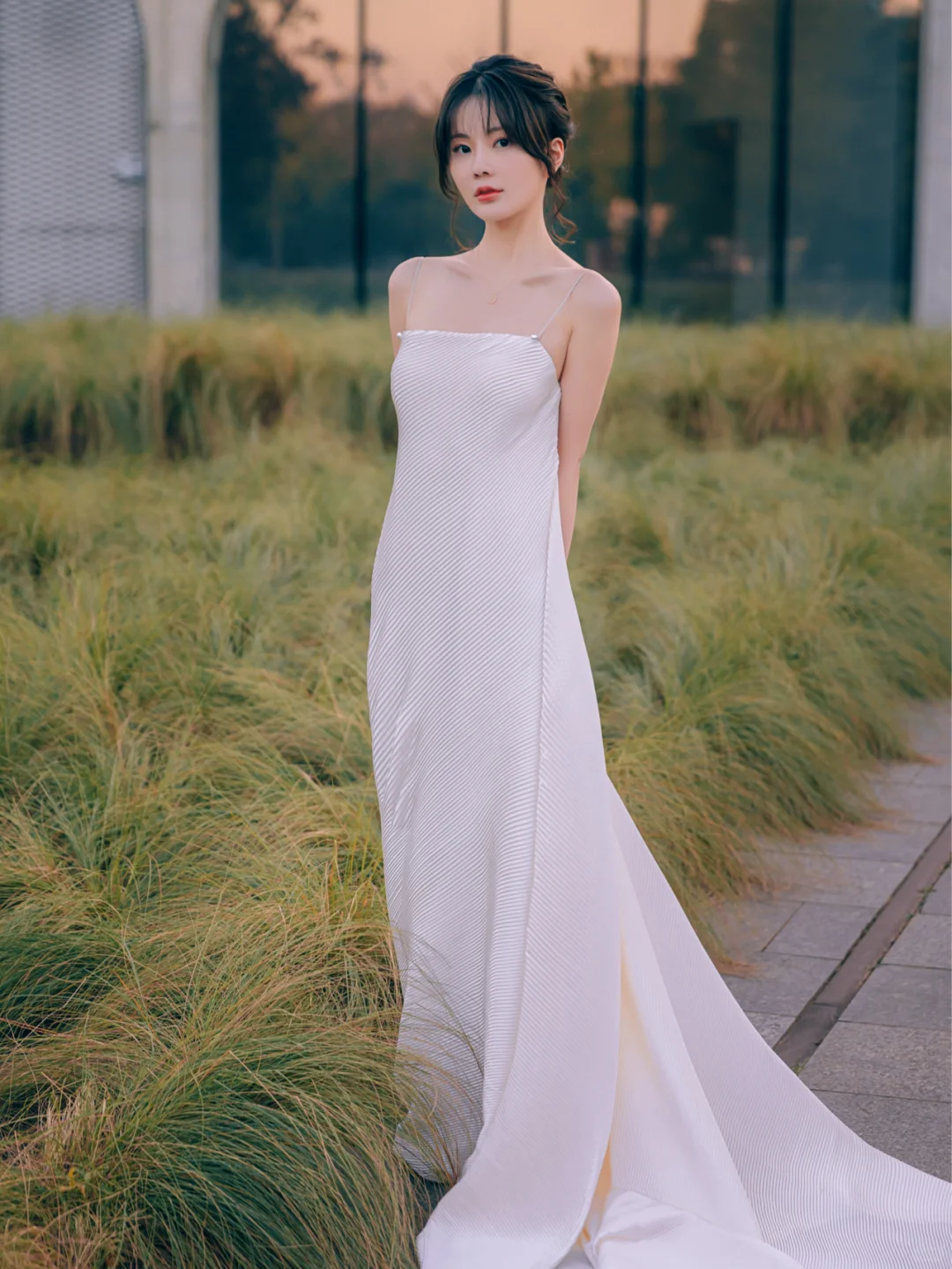 Elegant A Line Spaghetti Straps Satin Long Wedding Dresses