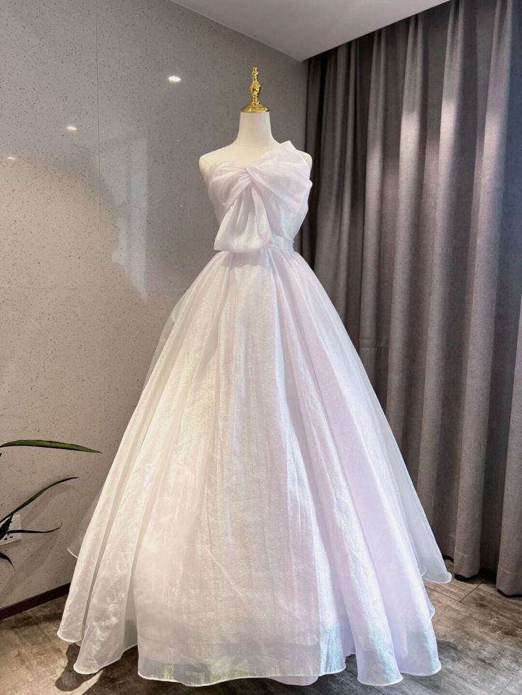 Elegant Ball Gown Strapless Chiffon Long Wedding Dresses