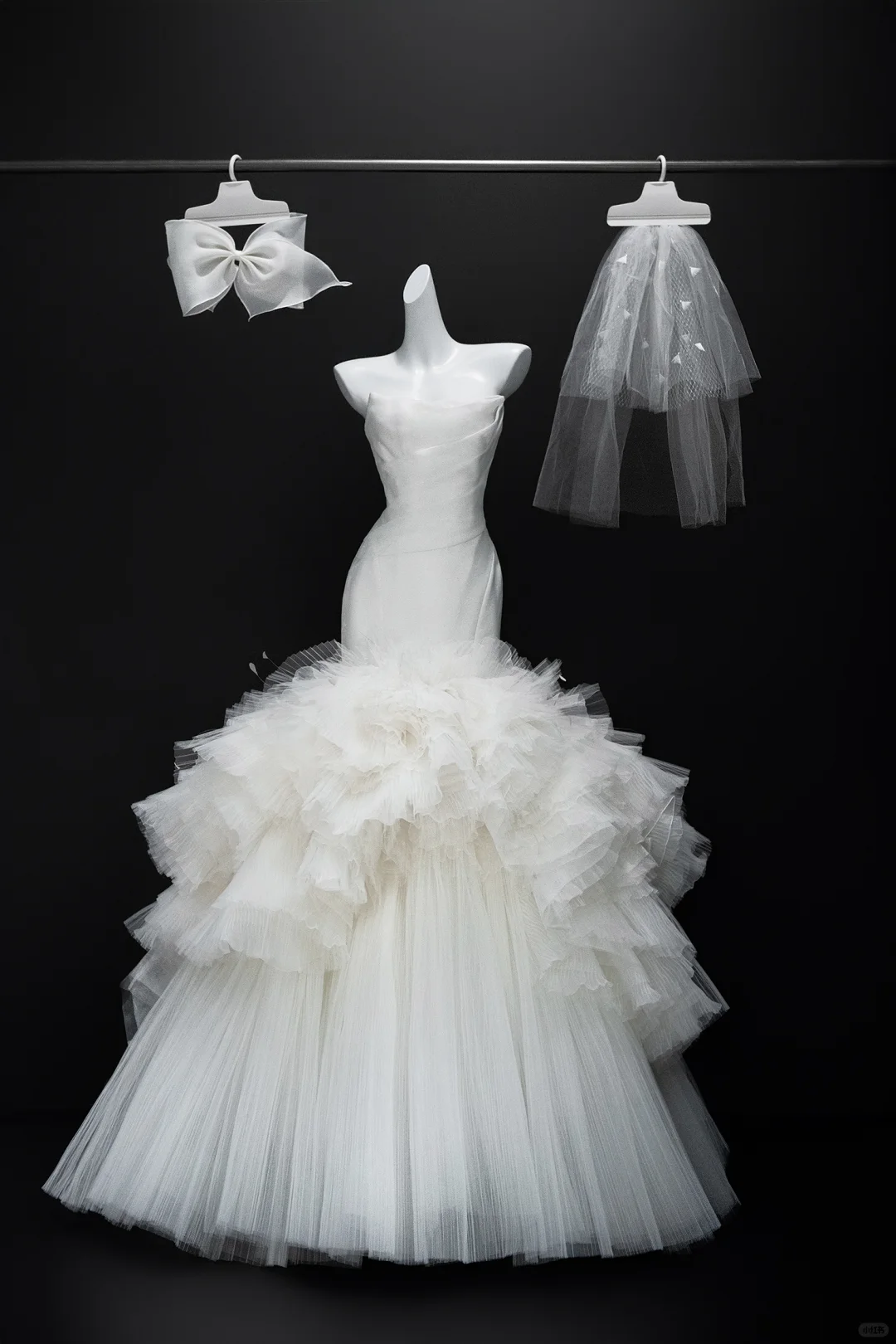 Elegant Mermaid Strapless Satin Tulle With Veil Long Wedding Dresses