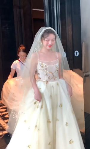 Pretty A Line Spaghetti Straps Tulle Sequin With Veil Long Wedding Dresses