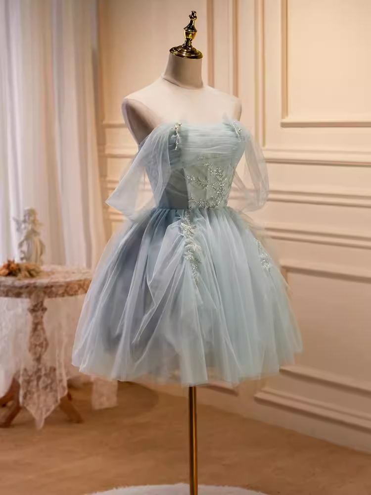 Elegant Ball Gown Off-the-Shoulder Tulle Party Dress Lace Homecoming Dresses - FashionDia