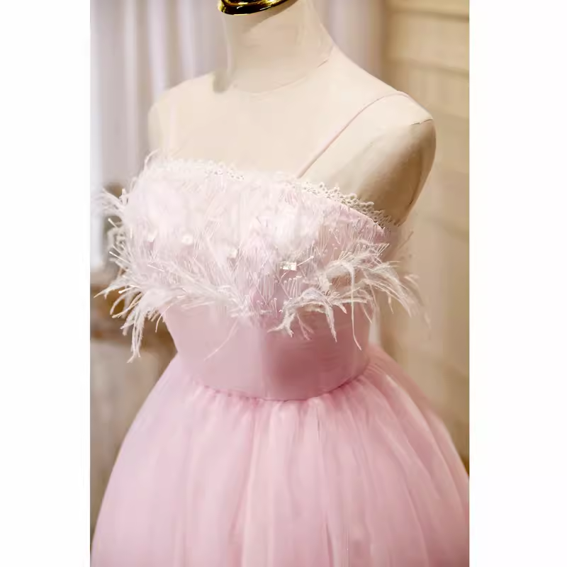 Elegant Ball Gown Spaghetti Straps Party Dress Pink Homecoming Dresses - View 5 | FashionDia