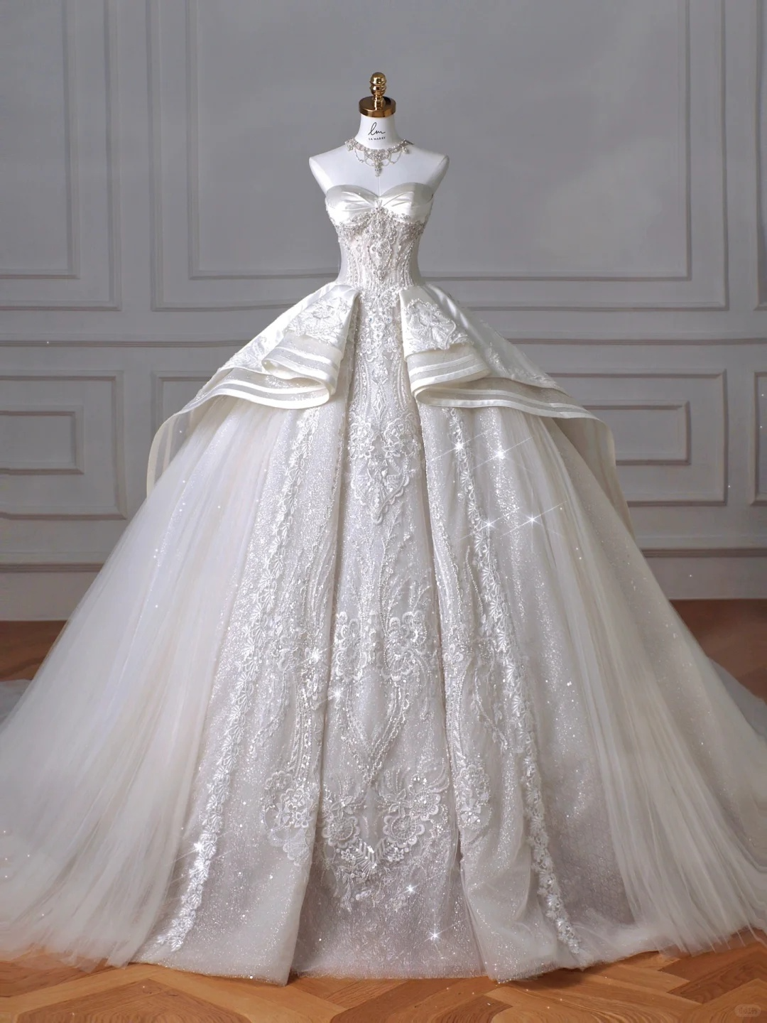 Timeless Ball Gown Strapless Satin Tulle Sequin Lace Long Wedding Dresses