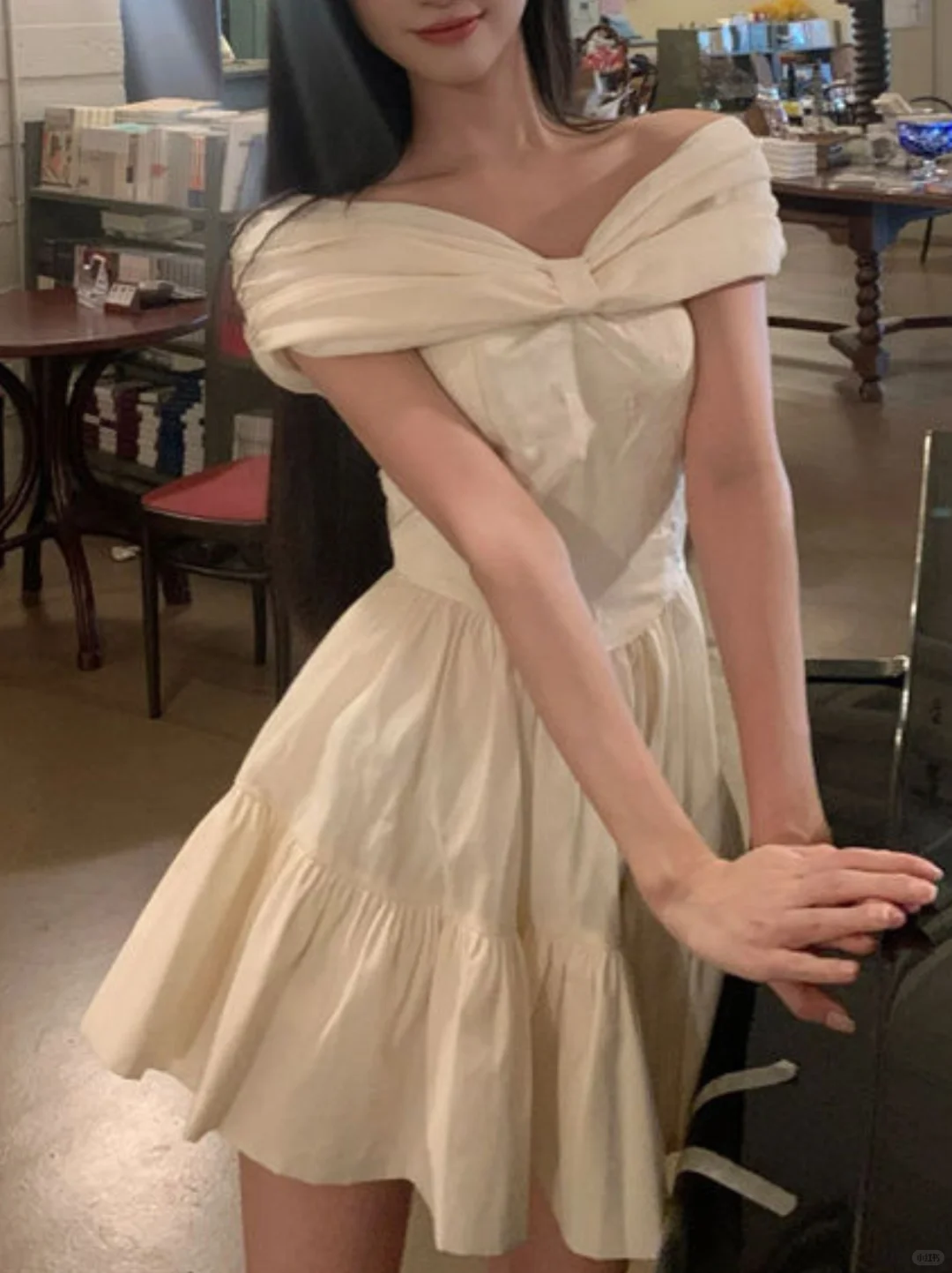Cute A-Line Off-the-Shoulder Satin Short Homecoming Dress 17th Birthday Outfits - FashionDia