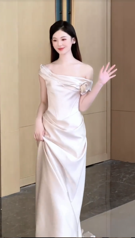 Simple Mermaid Off The Shoulder Satin Pleated Long Wedding Dresses