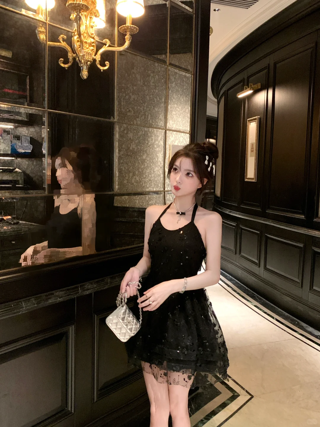 Chic A-Line Halter Black Tulle Sequin Short Homecoming Dress 18th Birthday Outfits - FashionDia