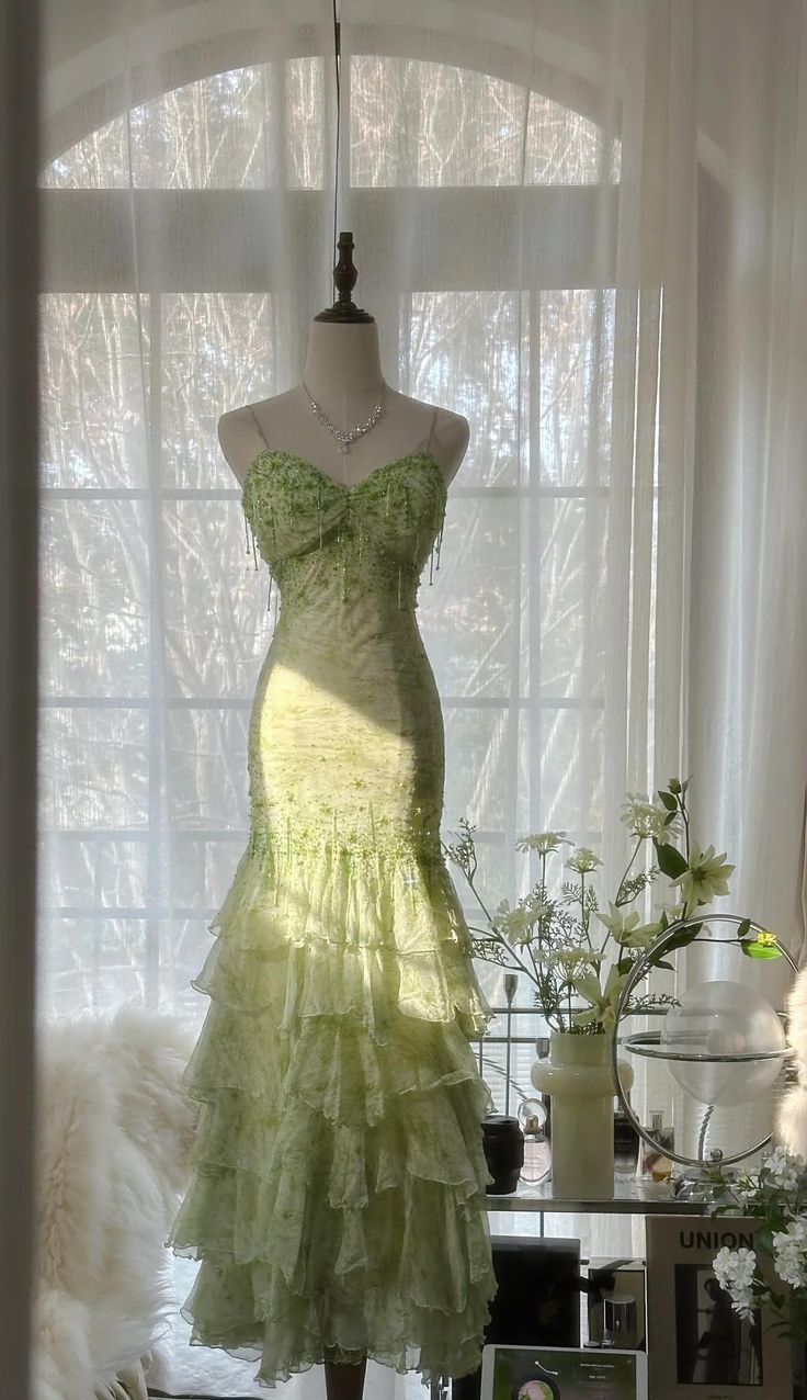 Stunning Mermaid Spaghetti Straps Satin Chiffon Sequin Beads Long Prom Dresses Formal Dress
