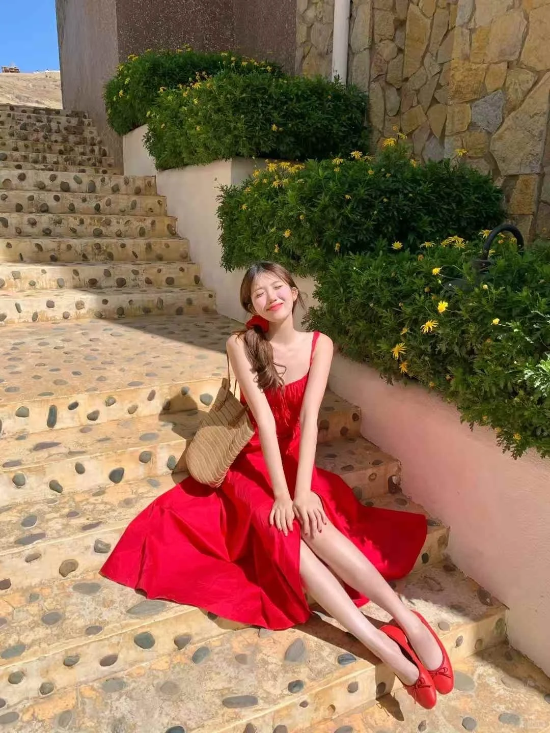Chic Red A-Line Spaghetti Starps Satin Long Prom Dresses Formal Dress - FashionDia