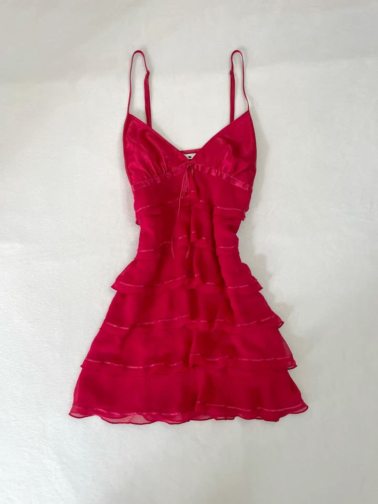 Chic A-Line Spaghetti Straps Chiffon Tiered Short Homecoming Dress 17th Birthday Outfits - FashionDia