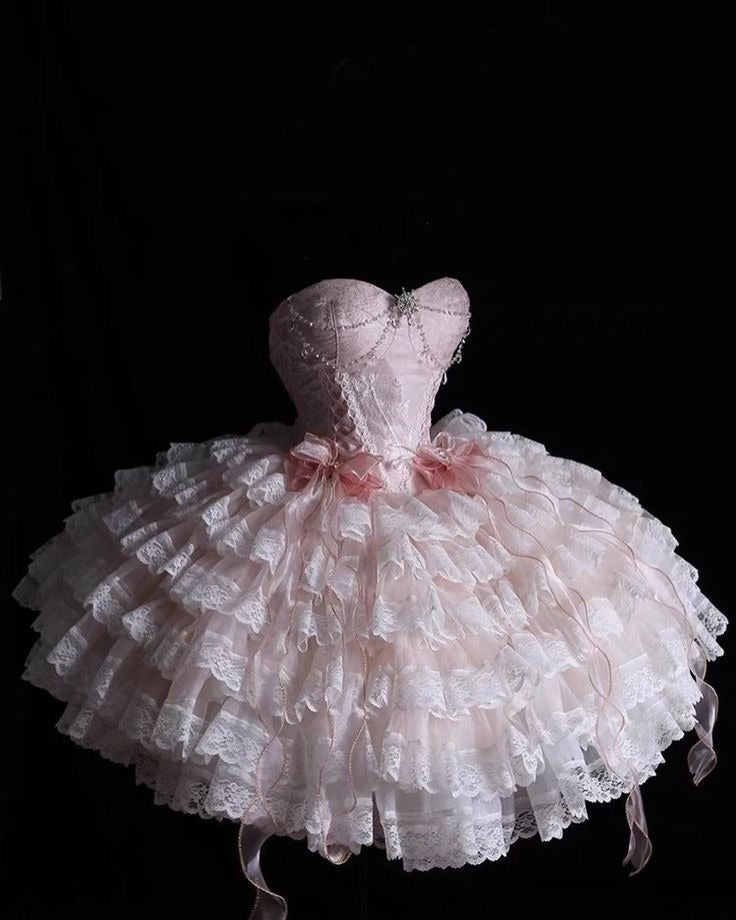Princess Pink Ball Gown Sweetheart Lace Short Homecoming Dress 16th Birthday Outfits - FashionDia
