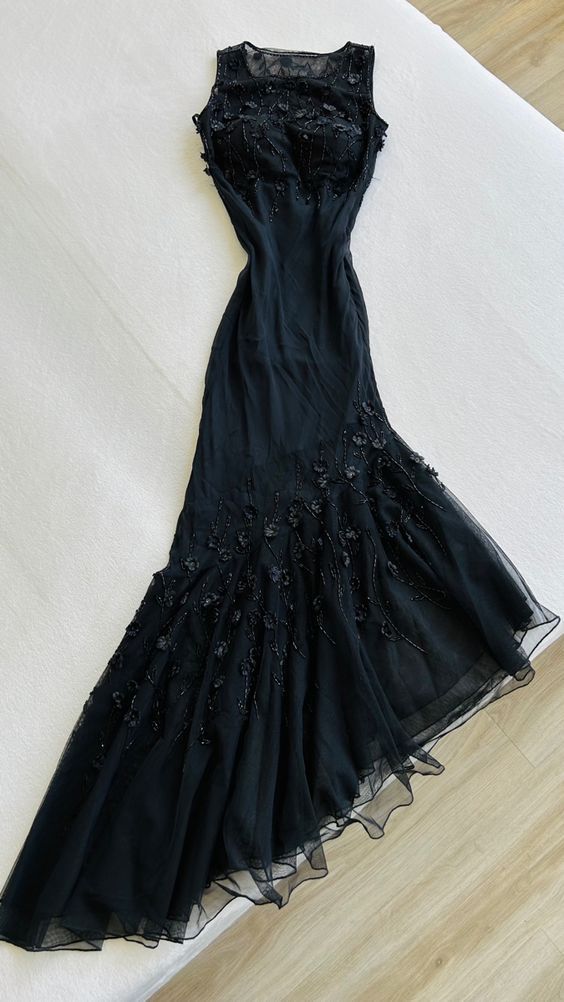 Chic Mermaid Satin Tulle Beads Long Prom Dresses Formal Dress - FashionDia