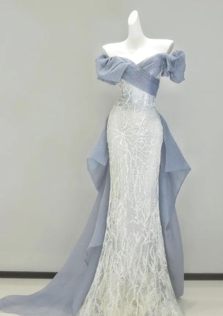 Glitter Mermaid Off-the-Shoulder Chiffon Sequin Long Prom Dress,Formal Dress - FashionDia
