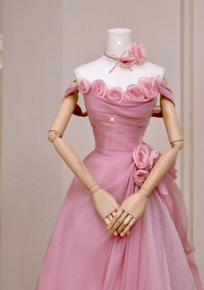 Princess Ball Gown Strapless Chiffon Tulle With Flowers Long Prom Dress,Formal Dress - View 4 | FashionDia