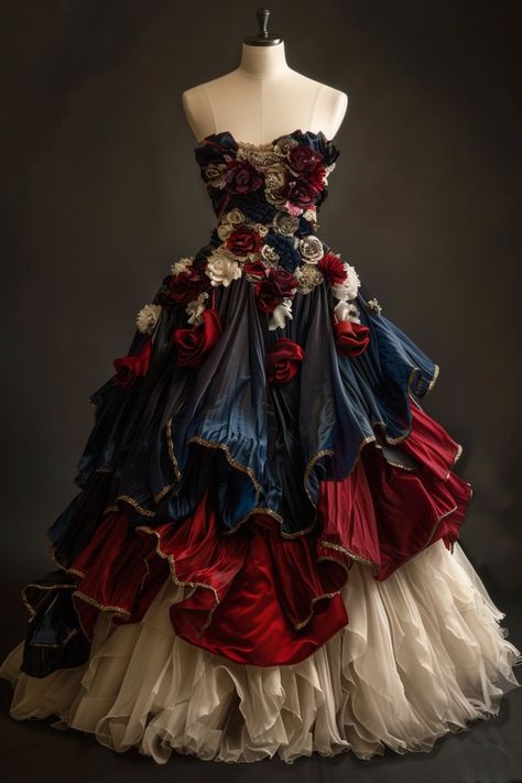 Absolutely Beautiful Ball Gown Strapless Satin Tulle Flowers Long Prom Dress,Formal Dress - FashionDia