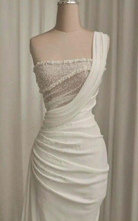 Sexy Mermaid Long Satin Sequin Long White Wedding Dresses