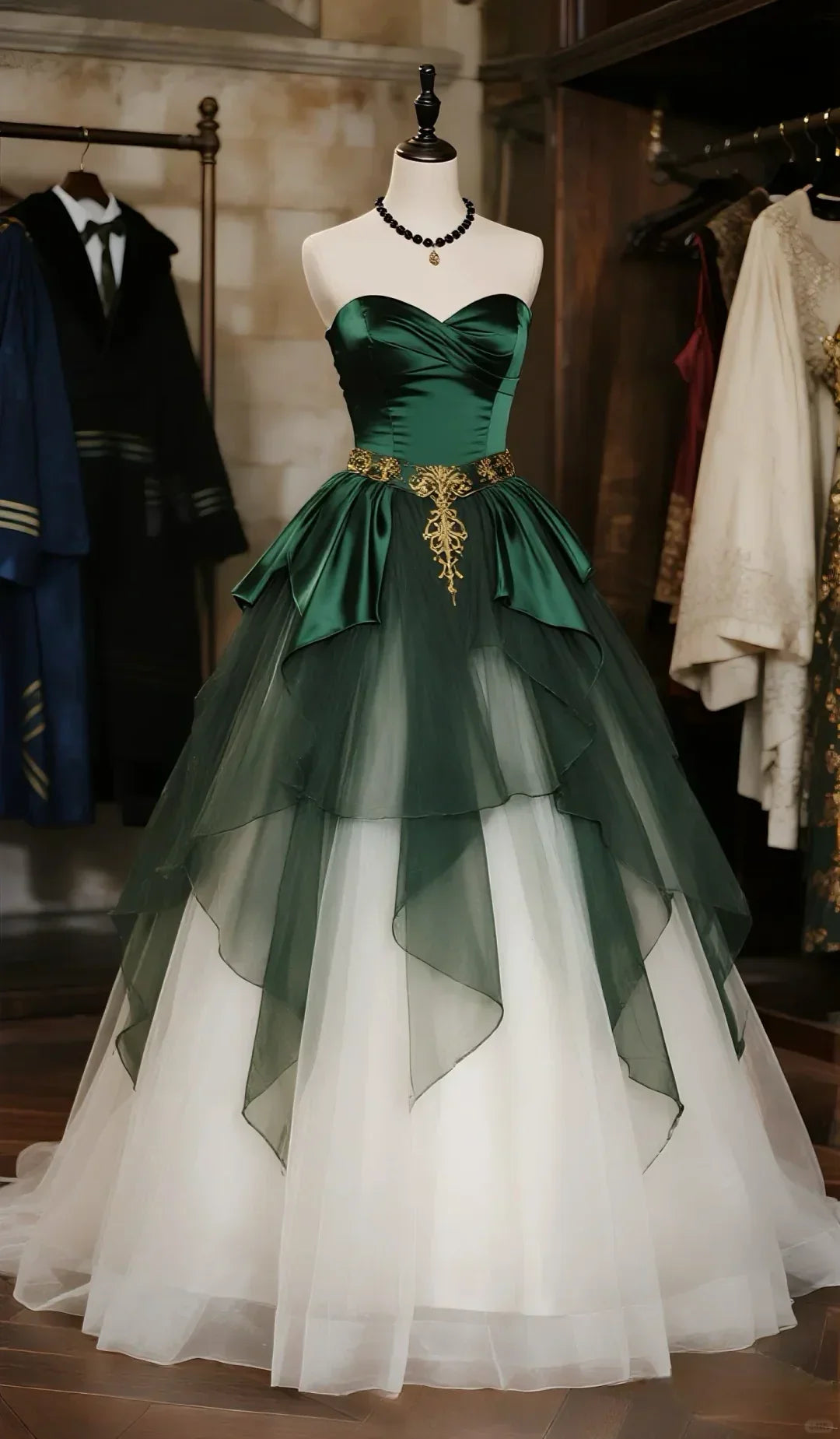 Ball Gown Sweetheart Satin Tulle Long Prom Dress, Evening Dress