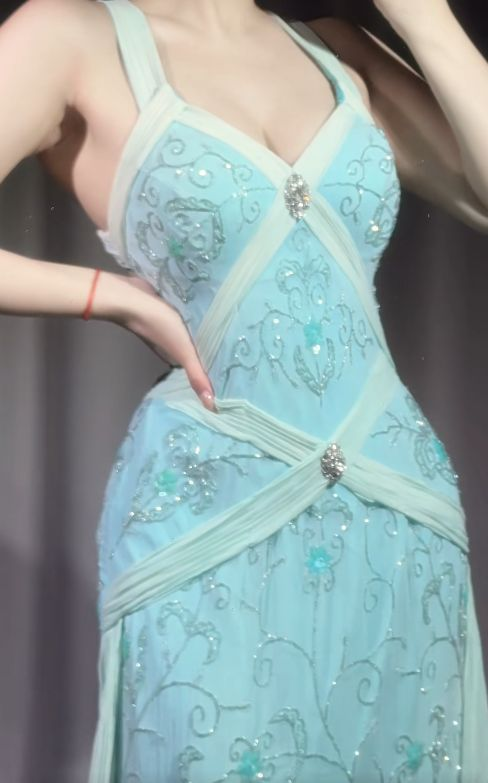 Gorgeous Mermaid Sweetheart Chiffon Sequin Beaded Long Prom Dress, Evening Dress