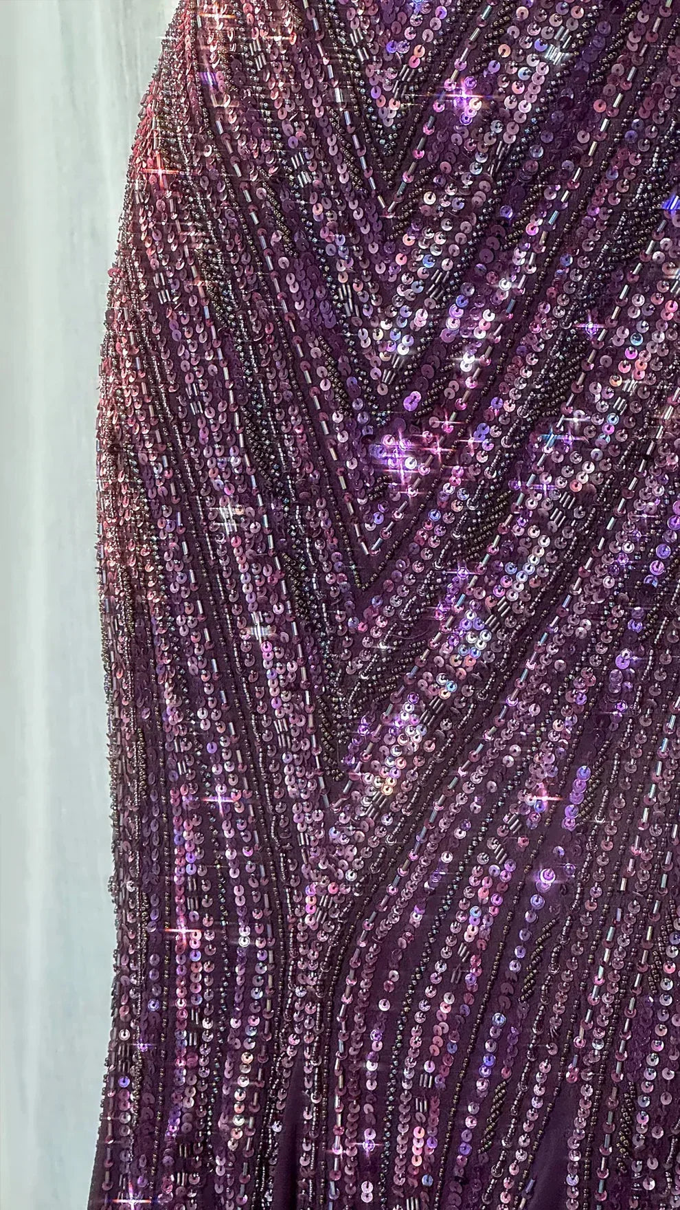 Grape Mermaid Spaghetti Straps Chiffon Sequin Long Prom Dress, Evening Dress