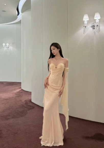 Princess Mermaid Off-the-Shoulder Chiffon Long Prom Dress, Evening Dress - FashionDia