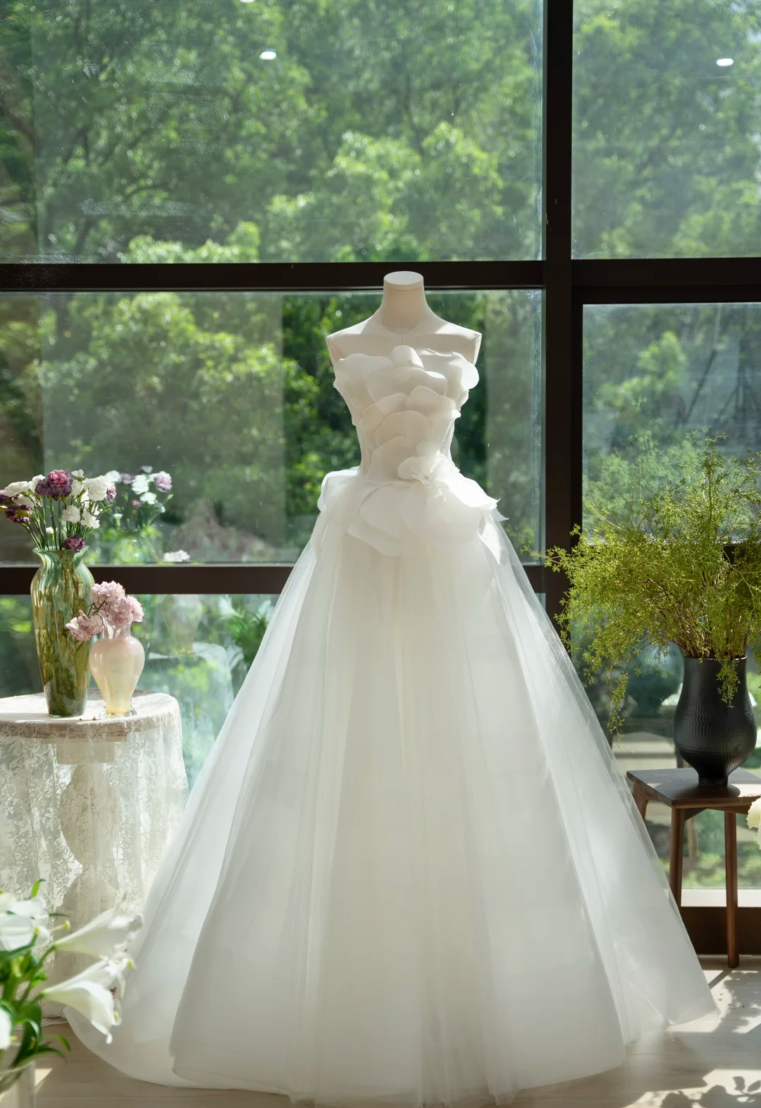 Elegant A-Line Strapless Tulle Long Prom Dress, Evening Dress - FashionDia