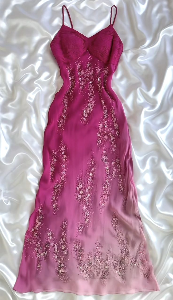Chic Gradient Mermaid Spaghetti Straps Chiffon Beaded Without Sleeves Long Prom Dress, Evening Dress - FashionDia