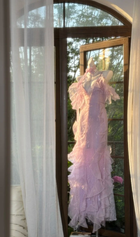 Charming Mermaid Spaghetti Straps Satin Ruffle Tulle Without Sleeves Long Prom Dress, Evening Dress - View 4 | FashionDia