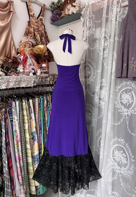 Sexy Mermaid Halter Satin Lace Without Sleeves Long Prom Dress, Evening Dress - View 3 | FashionDia