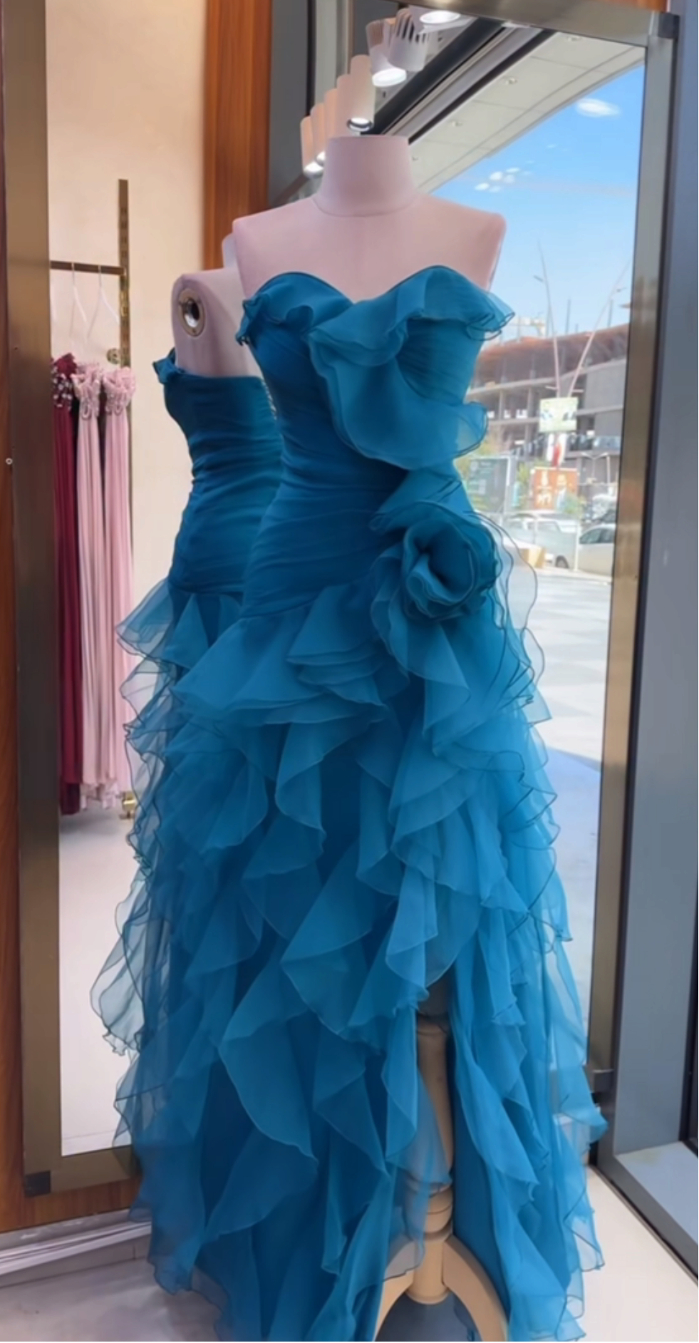 Charming Mermaid Sweetheart Ruffle Chiffon Without Sleeves Long Prom Dress, Evening Dress - FashionDia